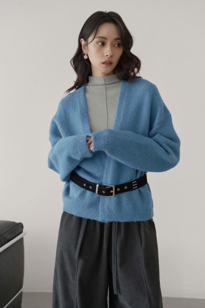 開襟無釦羊毛外罩衫