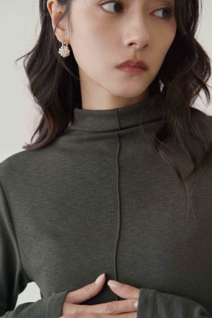 紋理感中線立領上衣