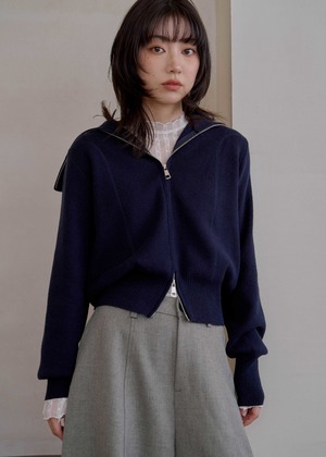 大領片拉鍊厚針織衣