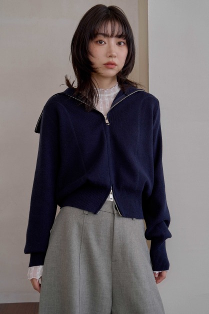 大領片拉鍊厚針織衣