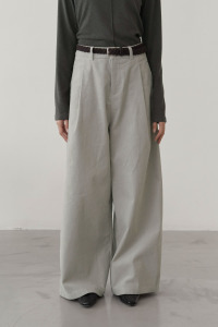 編織皮帶壓褶燈芯絨寬褲