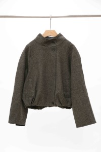 人字紋寬鬆毛呢外套