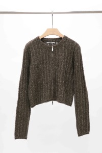 混色麻花雙拉鏈針織衫