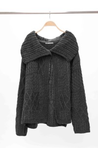 立翻領藏釦開襟毛衣