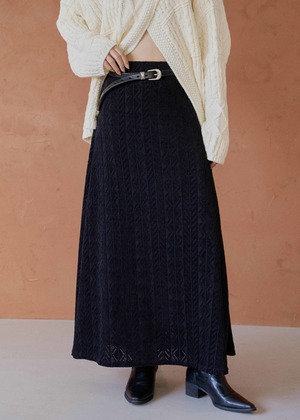 (預)細織圖紋傘擺針織裙