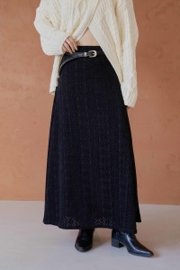 細織圖紋傘擺針織裙