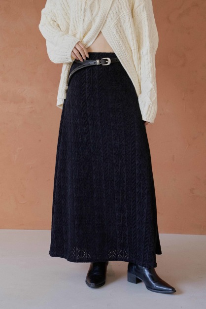 細織圖紋傘擺針織裙