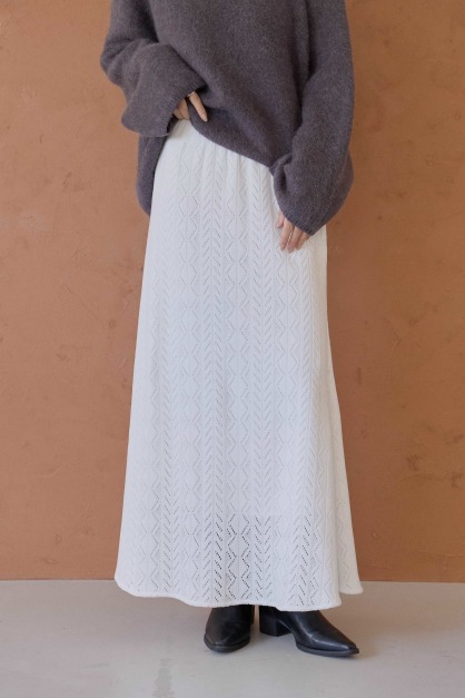 細織圖紋傘擺針織裙