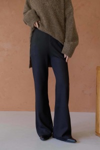 厚棉彈性微喇叭長褲