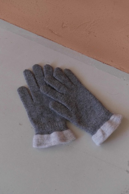 配色邊針織手套