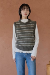 配色橫紋磨毛感背心