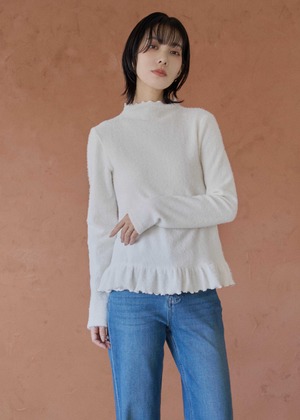 (預)荷葉下擺毛毛針織衣