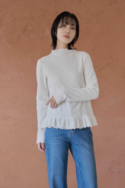 荷葉下擺毛毛針織衣