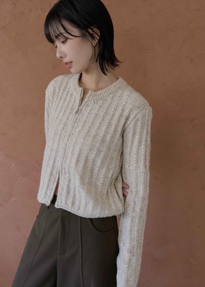 (預)混色麻花雙拉鏈針織衫