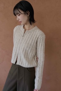 混色麻花雙拉鏈針織衫