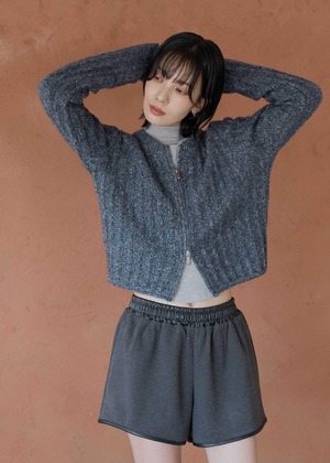 (預)混色麻花雙拉鏈針織衫