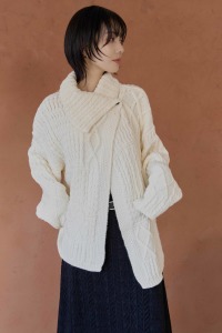 立翻領藏釦開襟毛衣