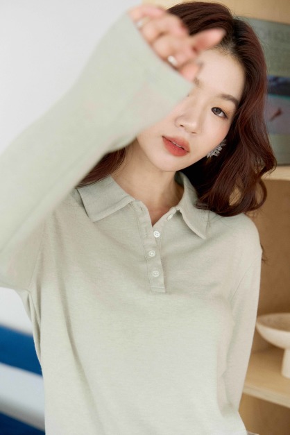 磨毛感Polo領上衣