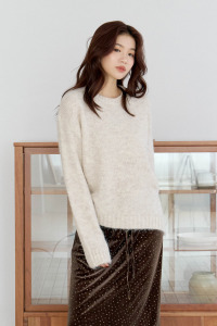 小亮片斜擺圓領毛衣