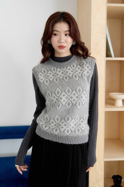 復古幾何菱形針織背心