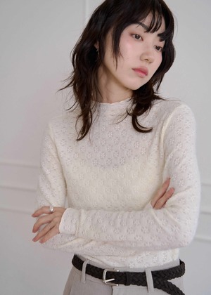 提花短絨長袖上衣