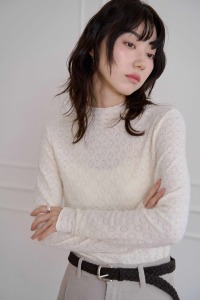 提花短絨長袖上衣