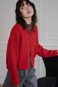 豆豆紗雙頭拉鏈毛衣