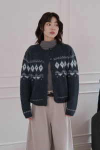 馬海毛圖騰排釦毛衣