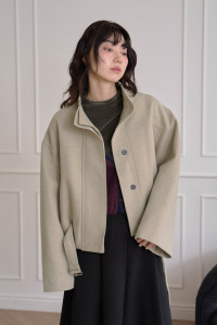 直藏釦釦環毛呢外套