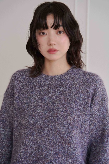 棉花糖混色圓領毛衣