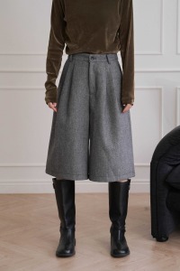 人字紋毛呢六分褲