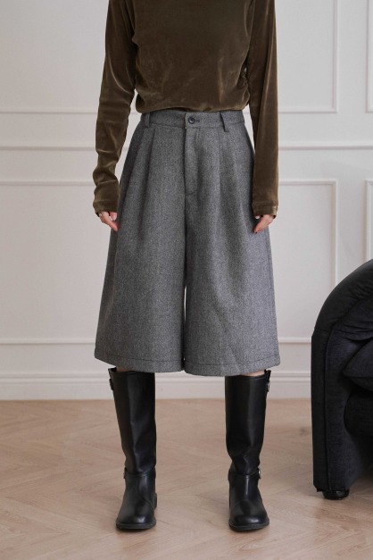 人字紋毛呢六分褲