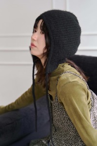 (預)坑紋綁帶針織帽