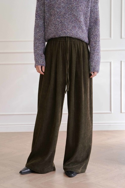 暈染絨面內綁繩寬褲