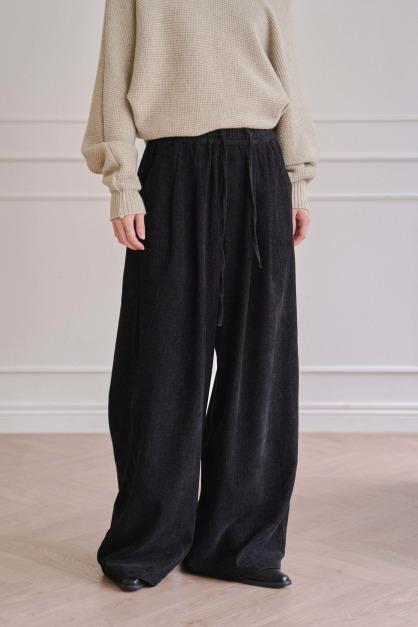 暈染絨面內綁繩寬褲