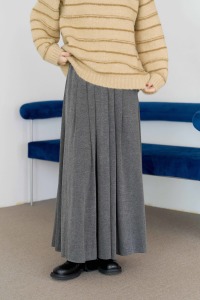 磨毛多壓褶鬆緊長裙