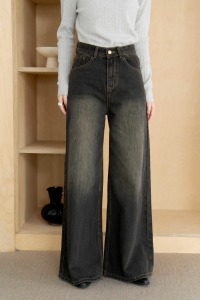 復古洗舊直筒牛仔褲