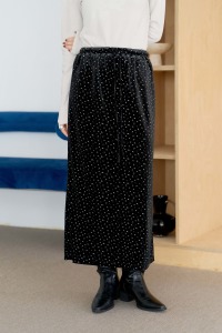 小碎花絨面長裙