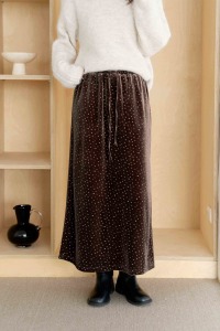 小碎花絨面長裙