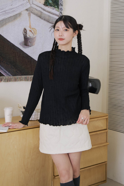 細紋小花捲邊針織衣