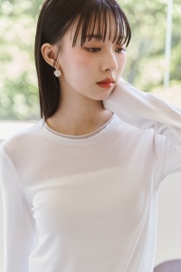 層次配色拼接長袖上衣