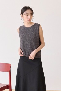 球球菱格紋針織背心