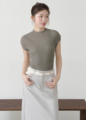 不規則壓線坑紋立領背心