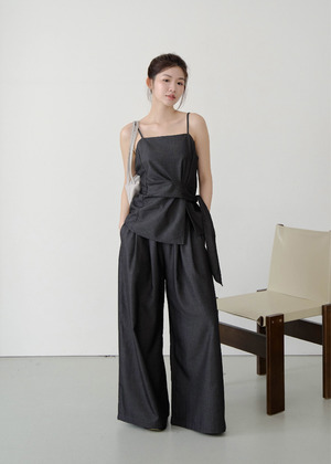 紋理感綁帶背心套裝