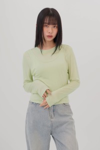 假兩件腰簍空上衣