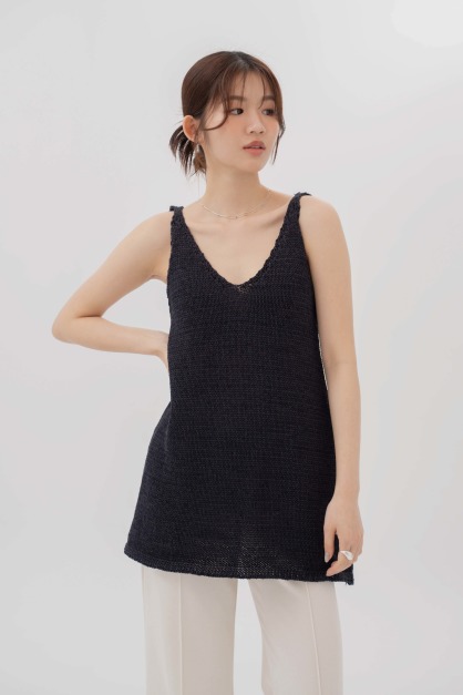 厚織V領針織背心