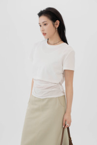 網紗拼接素面TEE