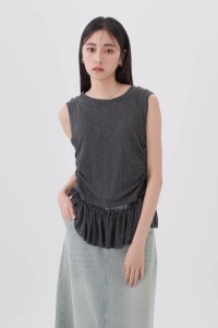 造型簍空裙擺皺摺背心