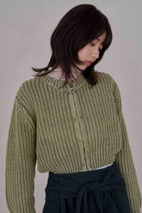 (預)洗舊混色拉鏈短毛衣