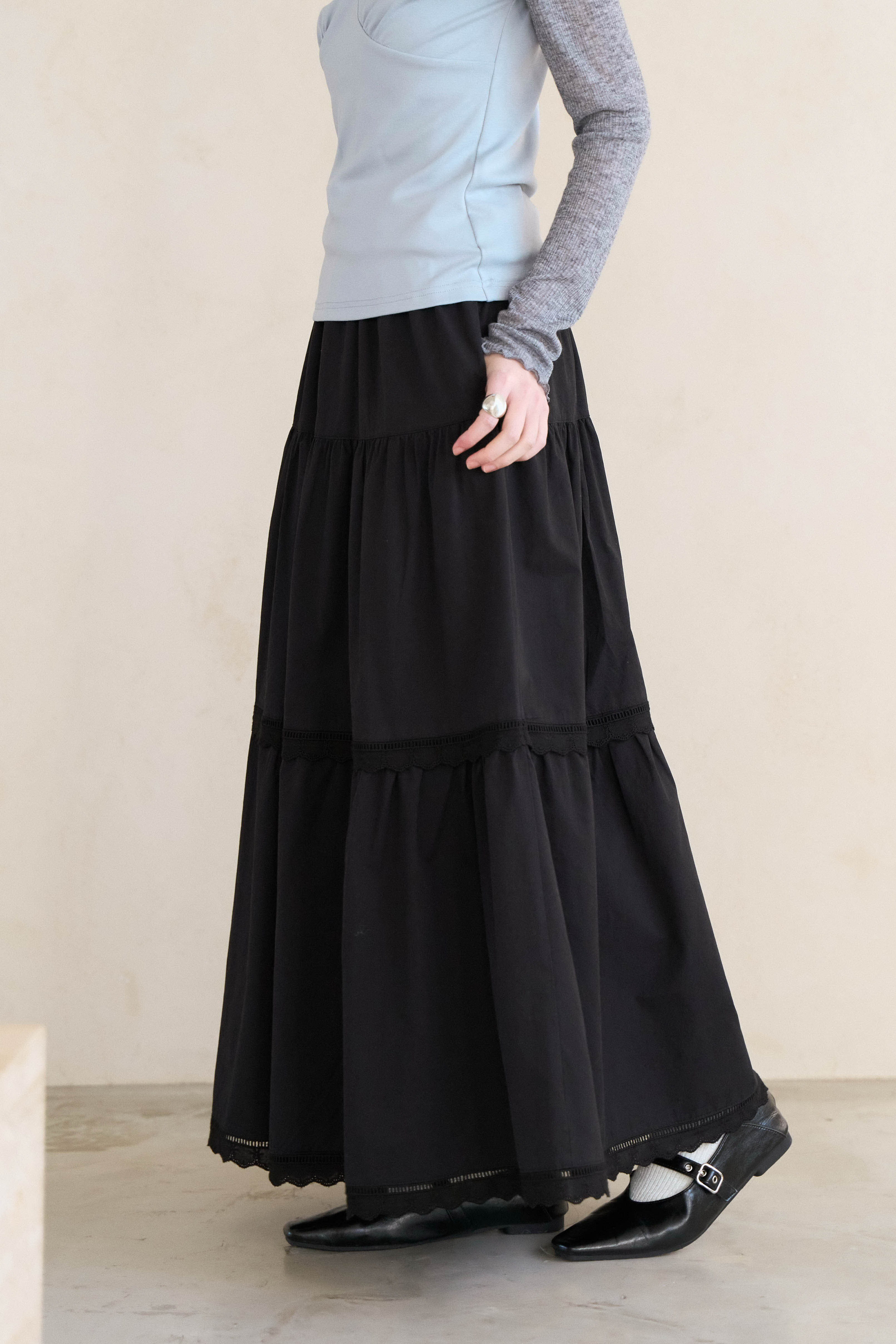 花邊蕾絲層次長裙